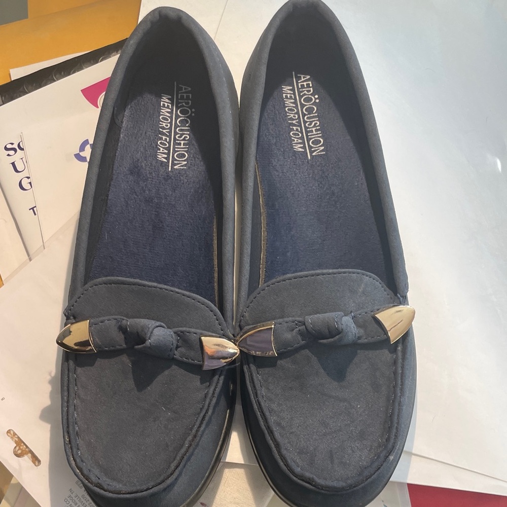 Women's Blue Loafers with Gold Accents size 7